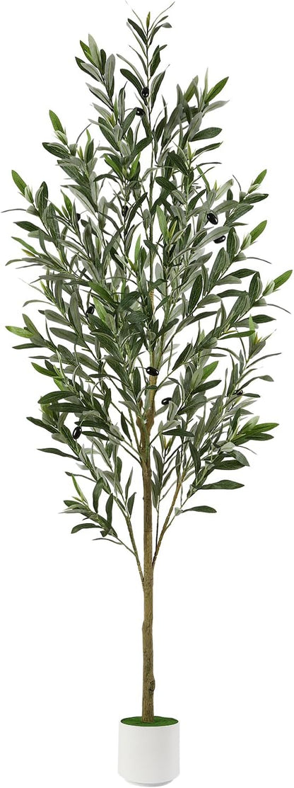 6FT Faux Olive Tree with Fruits White Pot, Indoor Home Decor