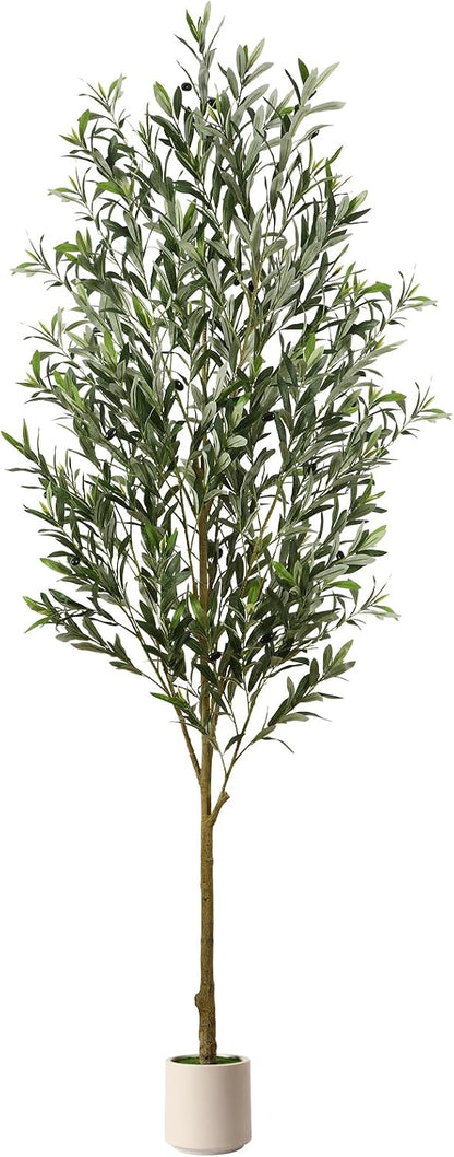 6FT Faux Olive Tree with Fruits White Pot, Indoor Home Decor