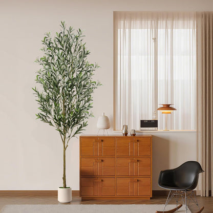 6FT Faux Olive Tree with Fruits White Pot, Indoor Home Decor