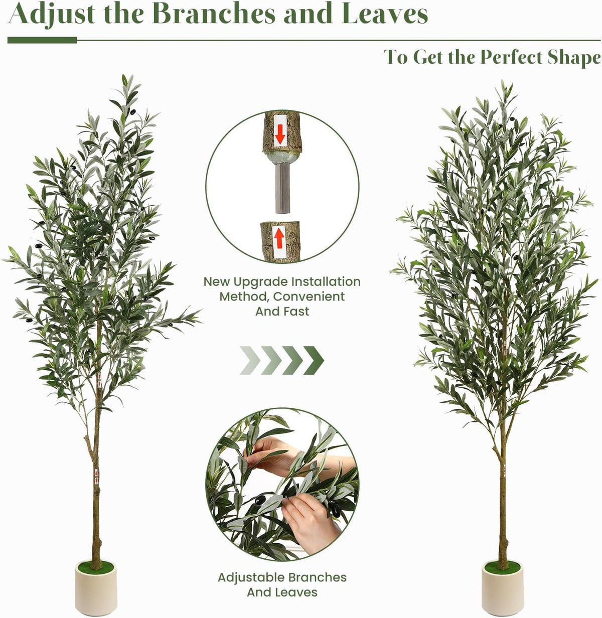 6FT Faux Olive Tree with Fruits White Pot, Indoor Home Decor