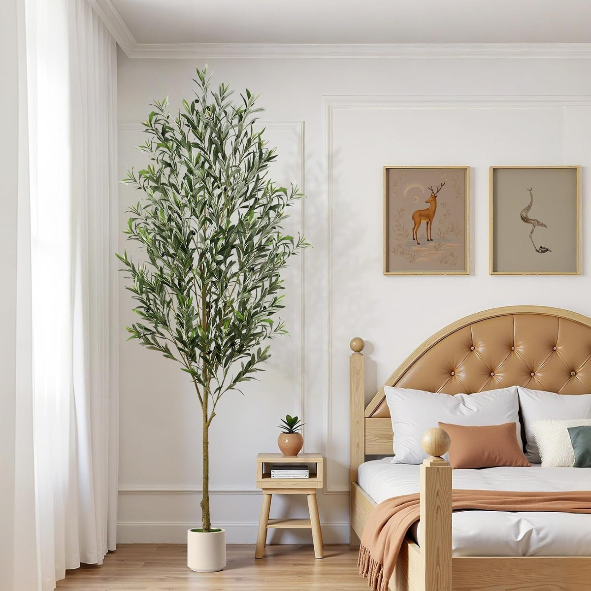 6FT Faux Olive Tree with Fruits White Pot, Indoor Home Decor