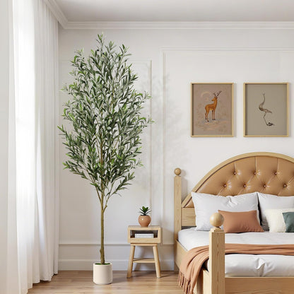 6FT Faux Olive Tree with Fruits White Pot, Indoor Home Decor