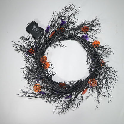2026 Halloween Decor Lights 6.5 Ft 54 LED Willow Vine Twig with Timer Battery Operated Garland Light 18 LED Spiders and 36 Purple Lights Halloween Party Scary Decoration for Home Wall Fireplace