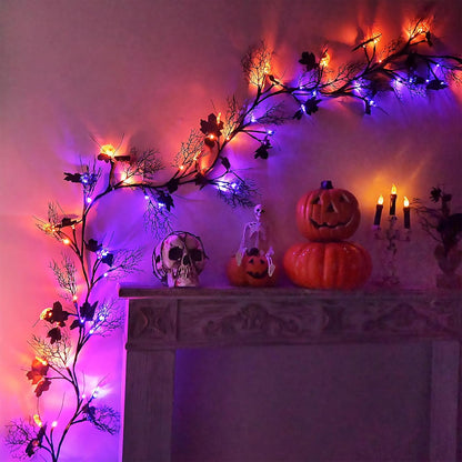 2026 Halloween Decor Lights 6.5 Ft 54 LED Willow Vine Twig with Timer Battery Operated Garland Light 18 LED Spiders and 36 Purple Lights Halloween Party Scary Decoration for Home Wall Fireplace