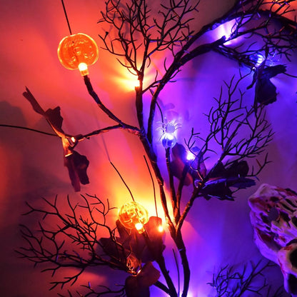 2026 Halloween Decor Lights 6.5 Ft 54 LED Willow Vine Twig with Timer Battery Operated Garland Light 18 LED Spiders and 36 Purple Lights Halloween Party Scary Decoration for Home Wall Fireplace
