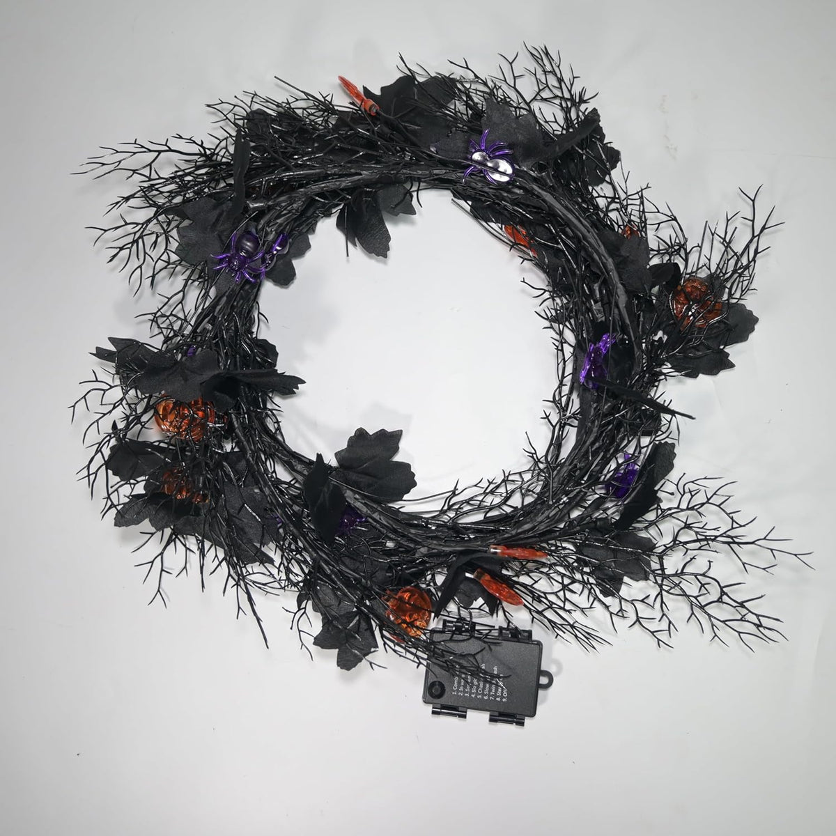 2026 Halloween Decor Lights 6.5 Ft 54 LED Willow Vine Twig with Timer Battery Operated Garland Light 18 LED Spiders and 36 Purple Lights Halloween Party Scary Decoration for Home Wall Fireplace