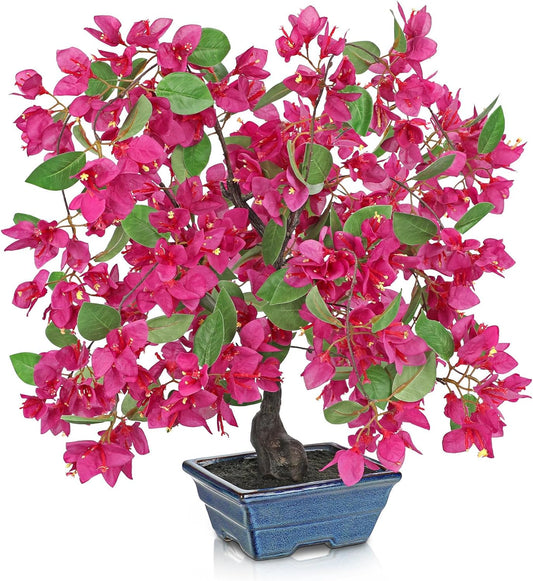 Artificial Bougainvillea Flower Tree in Black Pot - 59in Tall Faux Silk Bougainvillea Floral Tree with Realistic Trunk Fake Bougainvillea Plant for Home Office Living Outdoor Porch Décor