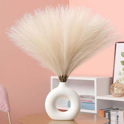 Faux Pampas Grass Decor 17.7 Inch 30pcs, Artificial Pompas Grass Bulk Artificial Dried Flower Small Vase Filler for Boho Home Wedding Decoration (Blue)