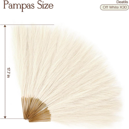 Faux Pampas Grass Decor 17.7 Inch 30pcs, Artificial Pompas Grass Bulk Artificial Dried Flower Small Vase Filler for Boho Home Wedding Decoration (Blue)