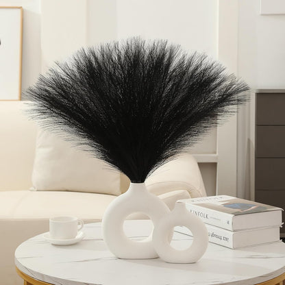 Faux Pampas Grass Decor 17.7 Inch 30pcs, Artificial Pompas Grass Bulk Artificial Dried Flower Small Vase Filler for Boho Home Wedding Decoration (Blue)