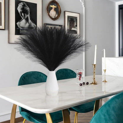 Faux Pampas Grass Decor 17.7 Inch 30pcs, Artificial Pompas Grass Bulk Artificial Dried Flower Small Vase Filler for Boho Home Wedding Decoration (Blue)