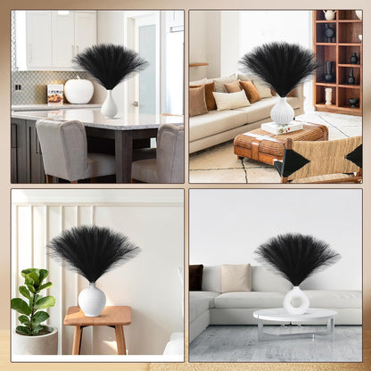 Faux Pampas Grass Decor 17.7 Inch 30pcs, Artificial Pompas Grass Bulk Artificial Dried Flower Small Vase Filler for Boho Home Wedding Decoration (Blue)