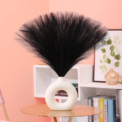 Faux Pampas Grass Decor 17.7 Inch 30pcs, Artificial Pompas Grass Bulk Artificial Dried Flower Small Vase Filler for Boho Home Wedding Decoration (Blue)