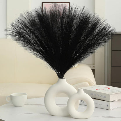 Faux Pampas Grass Decor 17.7 Inch 30pcs, Artificial Pompas Grass Bulk Artificial Dried Flower Small Vase Filler for Boho Home Wedding Decoration (Blue)