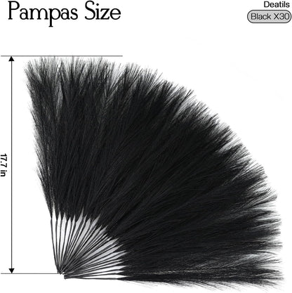 Faux Pampas Grass Decor 17.7 Inch 30pcs, Artificial Pompas Grass Bulk Artificial Dried Flower Small Vase Filler for Boho Home Wedding Decoration (Blue)