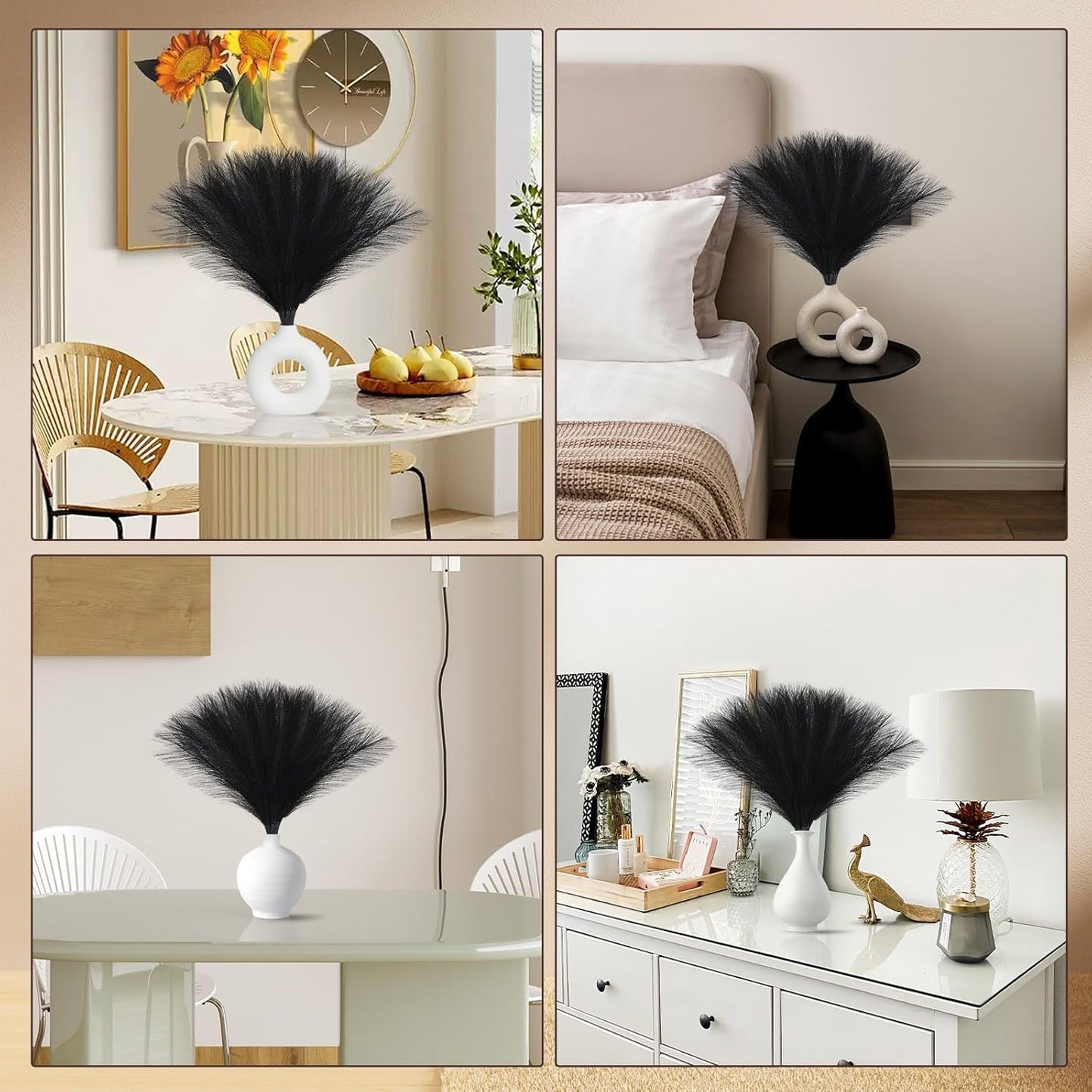 Faux Pampas Grass Decor 17.7 Inch 30pcs, Artificial Pompas Grass Bulk Artificial Dried Flower Small Vase Filler for Boho Home Wedding Decoration (Blue)