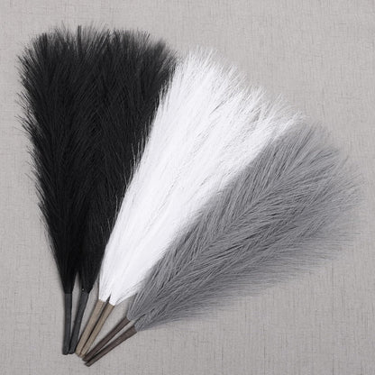 Faux Pampas Grass Decor 17.7 Inch 30pcs, Artificial Pompas Grass Bulk Artificial Dried Flower Small Vase Filler for Boho Home Wedding Decoration (Blue)