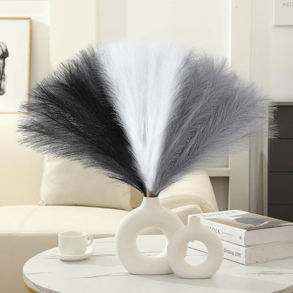 Faux Pampas Grass Decor 17.7 Inch 30pcs, Artificial Pompas Grass Bulk Artificial Dried Flower Small Vase Filler for Boho Home Wedding Decoration (Blue)
