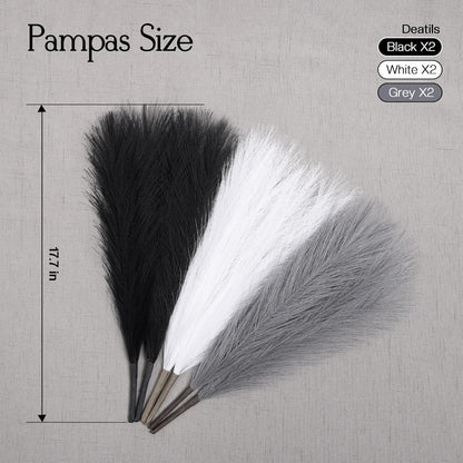 Faux Pampas Grass Decor 17.7 Inch 30pcs, Artificial Pompas Grass Bulk Artificial Dried Flower Small Vase Filler for Boho Home Wedding Decoration (Blue)