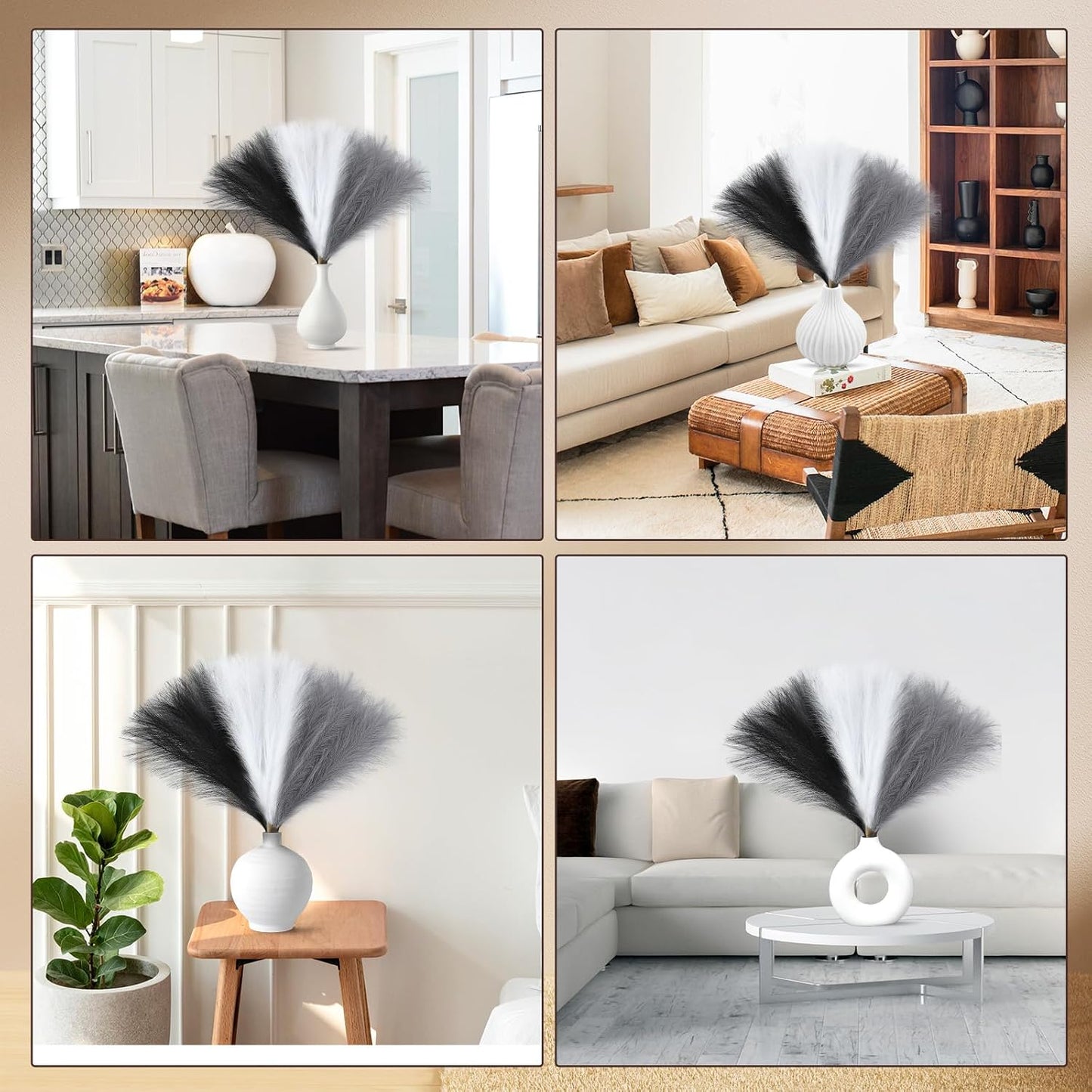 Faux Pampas Grass Decor 17.7 Inch 30pcs, Artificial Pompas Grass Bulk Artificial Dried Flower Small Vase Filler for Boho Home Wedding Decoration (Blue)