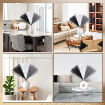 Faux Pampas Grass Decor 17.7 Inch 30pcs, Artificial Pompas Grass Bulk Artificial Dried Flower Small Vase Filler for Boho Home Wedding Decoration (Blue)