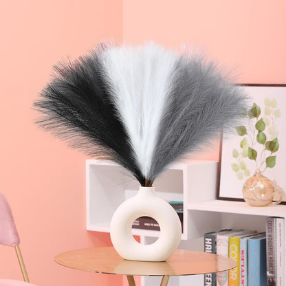 Faux Pampas Grass Decor 17.7 Inch 30pcs, Artificial Pompas Grass Bulk Artificial Dried Flower Small Vase Filler for Boho Home Wedding Decoration (Blue)