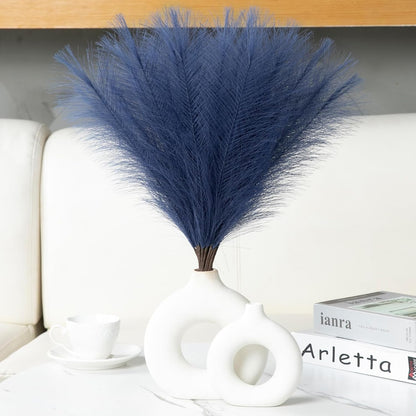 Faux Pampas Grass Decor 17.7 Inch 30pcs, Artificial Pompas Grass Bulk Artificial Dried Flower Small Vase Filler for Boho Home Wedding Decoration (Blue)