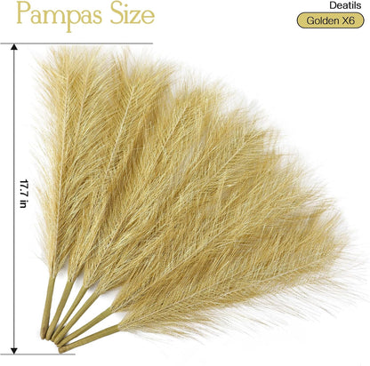Faux Pampas Grass Decor 17.7 Inch 30pcs, Artificial Pompas Grass Bulk Artificial Dried Flower Small Vase Filler for Boho Home Wedding Decoration (Blue)
