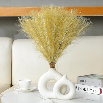 Faux Pampas Grass Decor 17.7 Inch 30pcs, Artificial Pompas Grass Bulk Artificial Dried Flower Small Vase Filler for Boho Home Wedding Decoration (Blue)