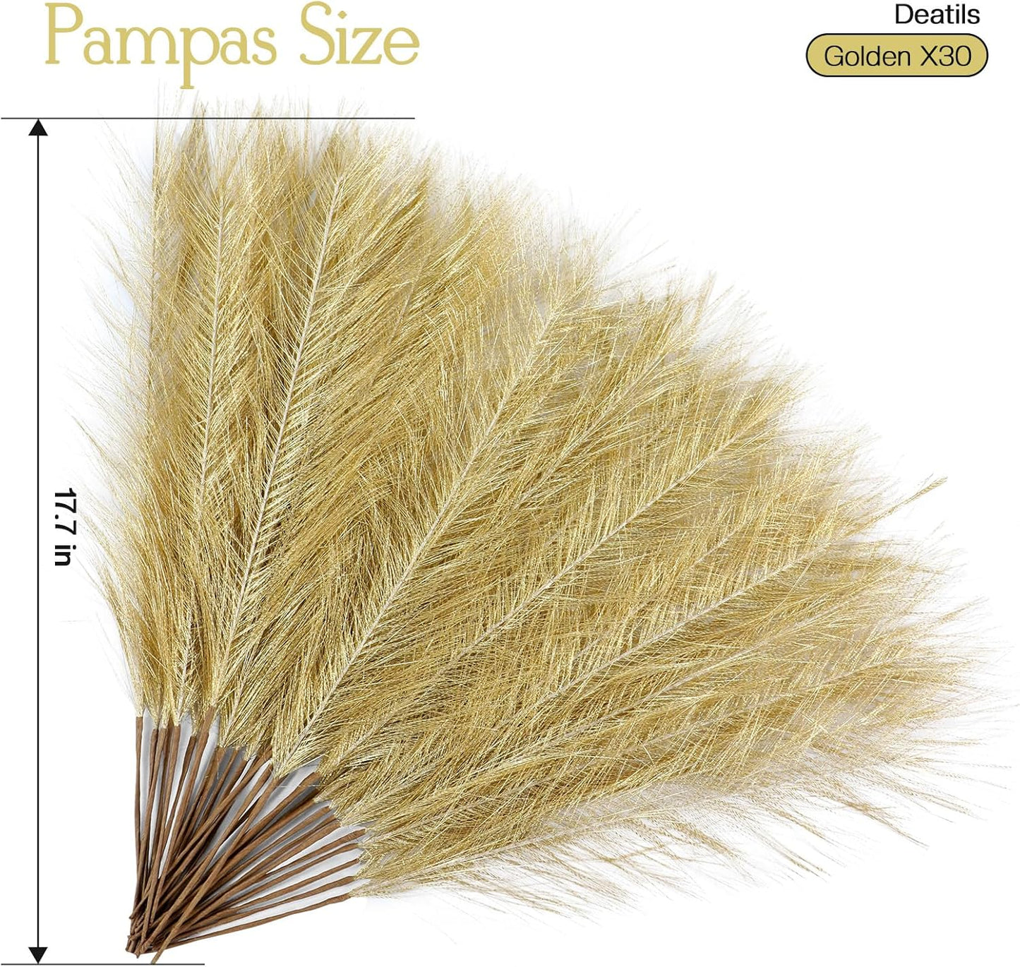 Faux Pampas Grass Decor 17.7 Inch 30pcs, Artificial Pompas Grass Bulk Artificial Dried Flower Small Vase Filler for Boho Home Wedding Decoration (Blue)