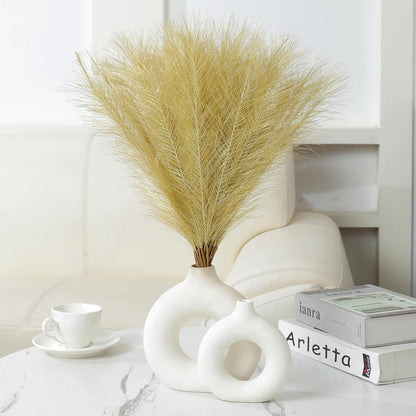 Faux Pampas Grass Decor 17.7 Inch 30pcs, Artificial Pompas Grass Bulk Artificial Dried Flower Small Vase Filler for Boho Home Wedding Decoration (Blue)