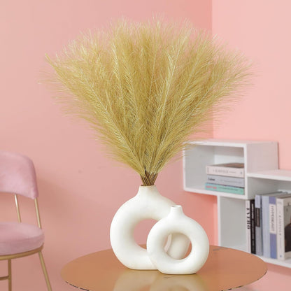 Faux Pampas Grass Decor 17.7 Inch 30pcs, Artificial Pompas Grass Bulk Artificial Dried Flower Small Vase Filler for Boho Home Wedding Decoration (Blue)