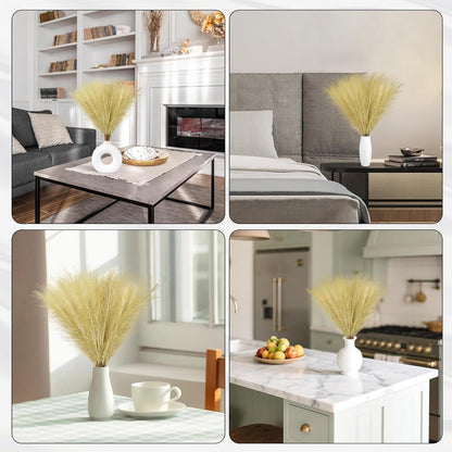 Faux Pampas Grass Decor 17.7 Inch 30pcs, Artificial Pompas Grass Bulk Artificial Dried Flower Small Vase Filler for Boho Home Wedding Decoration (Blue)
