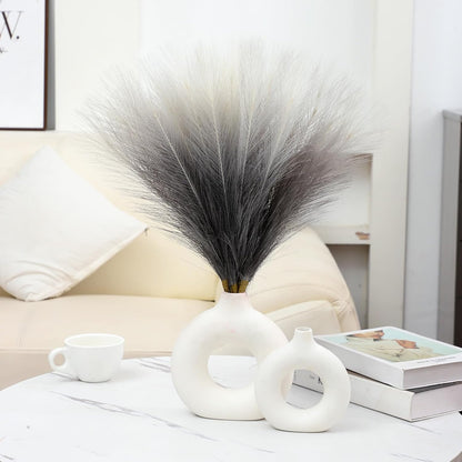 Faux Pampas Grass Decor 17.7 Inch 30pcs, Artificial Pompas Grass Bulk Artificial Dried Flower Small Vase Filler for Boho Home Wedding Decoration (Blue)