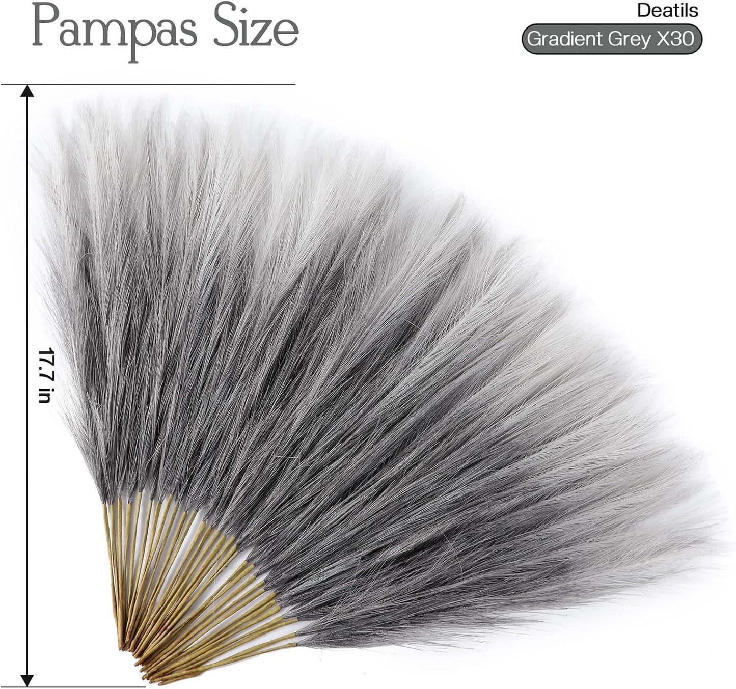 Faux Pampas Grass Decor 17.7 Inch 30pcs, Artificial Pompas Grass Bulk Artificial Dried Flower Small Vase Filler for Boho Home Wedding Decoration (Blue)