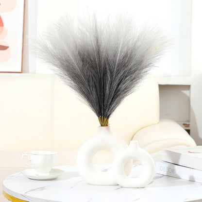Faux Pampas Grass Decor 17.7 Inch 30pcs, Artificial Pompas Grass Bulk Artificial Dried Flower Small Vase Filler for Boho Home Wedding Decoration (Blue)