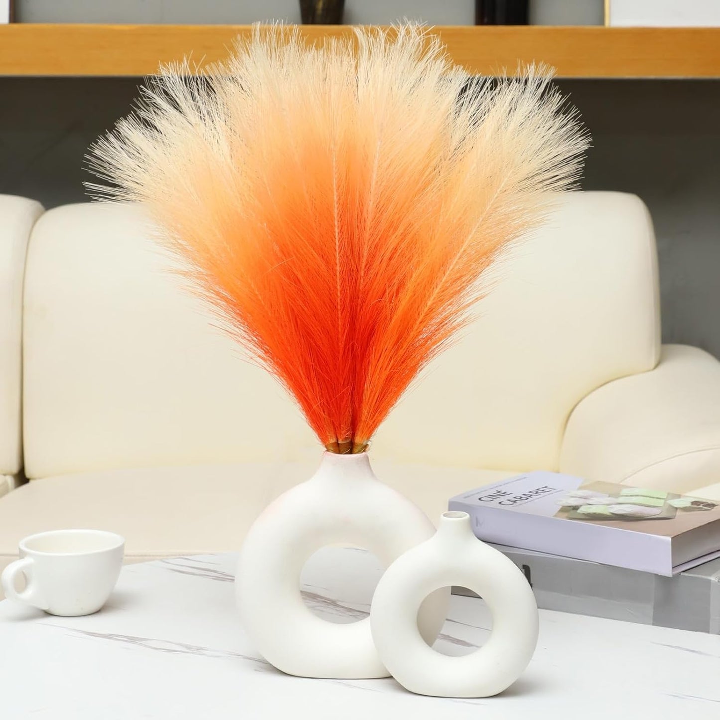Faux Pampas Grass Decor 17.7 Inch 30pcs, Artificial Pompas Grass Bulk Artificial Dried Flower Small Vase Filler for Boho Home Wedding Decoration (Blue)