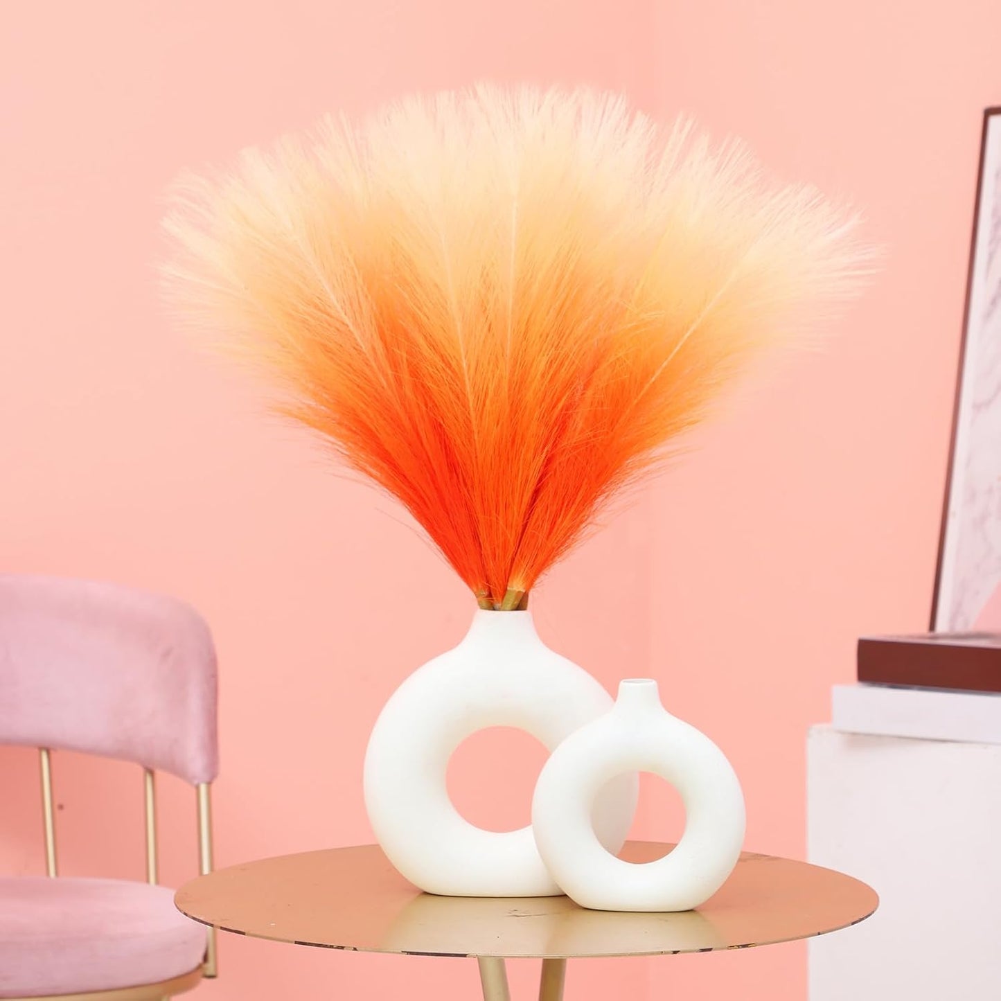 Faux Pampas Grass Decor 17.7 Inch 30pcs, Artificial Pompas Grass Bulk Artificial Dried Flower Small Vase Filler for Boho Home Wedding Decoration (Blue)