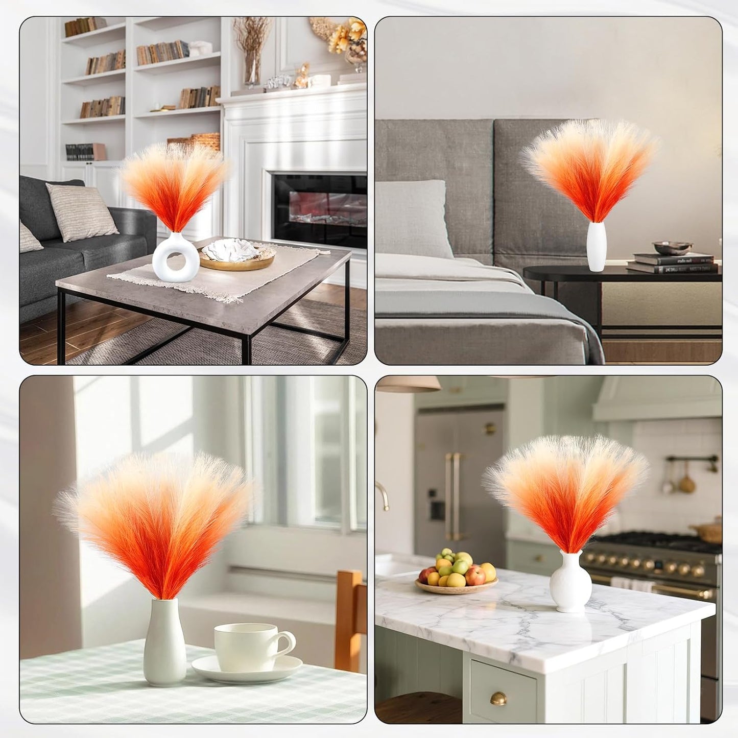 Faux Pampas Grass Decor 17.7 Inch 30pcs, Artificial Pompas Grass Bulk Artificial Dried Flower Small Vase Filler for Boho Home Wedding Decoration (Blue)