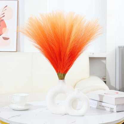 Faux Pampas Grass Decor 17.7 Inch 30pcs, Artificial Pompas Grass Bulk Artificial Dried Flower Small Vase Filler for Boho Home Wedding Decoration (Blue)