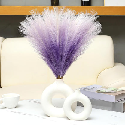 Faux Pampas Grass Decor 17.7 Inch 30pcs, Artificial Pompas Grass Bulk Artificial Dried Flower Small Vase Filler for Boho Home Wedding Decoration (Blue)