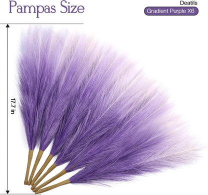 Faux Pampas Grass Decor 17.7 Inch 30pcs, Artificial Pompas Grass Bulk Artificial Dried Flower Small Vase Filler for Boho Home Wedding Decoration (Blue)