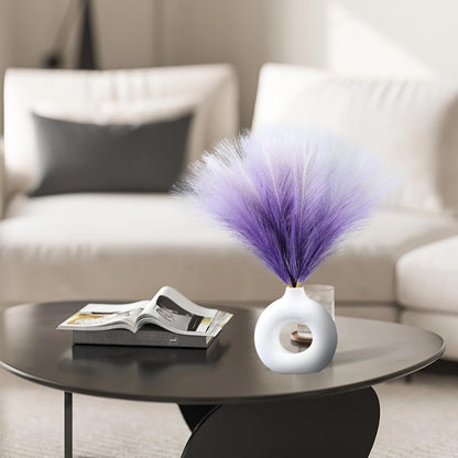 Faux Pampas Grass Decor 17.7 Inch 30pcs, Artificial Pompas Grass Bulk Artificial Dried Flower Small Vase Filler for Boho Home Wedding Decoration (Blue)