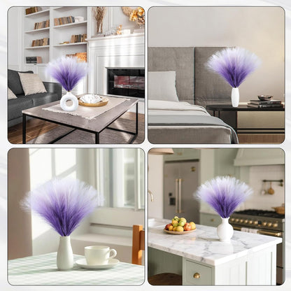 Faux Pampas Grass Decor 17.7 Inch 30pcs, Artificial Pompas Grass Bulk Artificial Dried Flower Small Vase Filler for Boho Home Wedding Decoration (Blue)