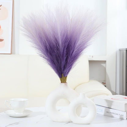 Faux Pampas Grass Decor 17.7 Inch 30pcs, Artificial Pompas Grass Bulk Artificial Dried Flower Small Vase Filler for Boho Home Wedding Decoration (Blue)