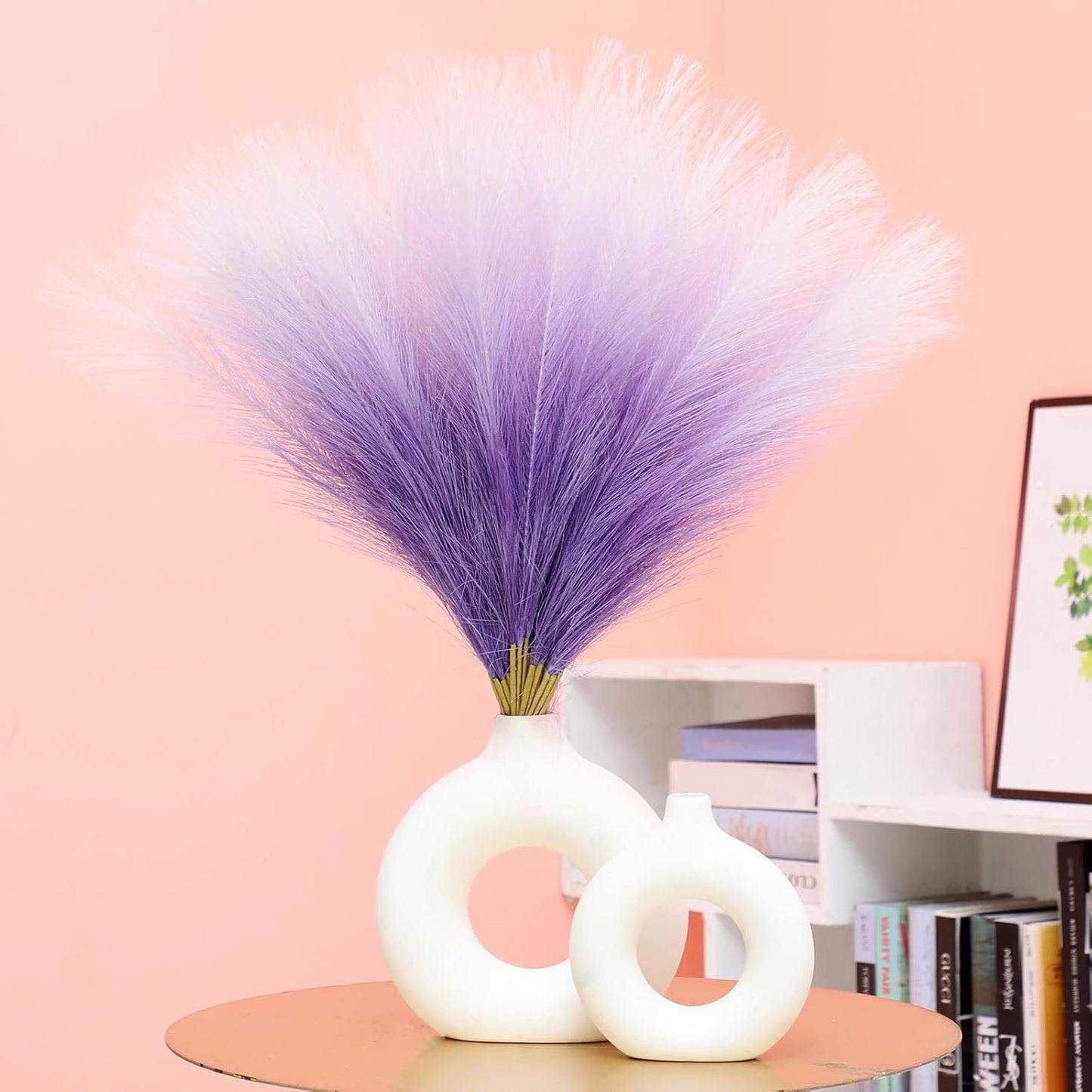 Faux Pampas Grass Decor 17.7 Inch 30pcs, Artificial Pompas Grass Bulk Artificial Dried Flower Small Vase Filler for Boho Home Wedding Decoration (Blue)