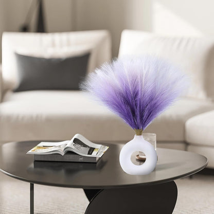Faux Pampas Grass Decor 17.7 Inch 30pcs, Artificial Pompas Grass Bulk Artificial Dried Flower Small Vase Filler for Boho Home Wedding Decoration (Blue)