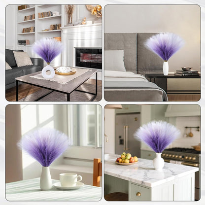 Faux Pampas Grass Decor 17.7 Inch 30pcs, Artificial Pompas Grass Bulk Artificial Dried Flower Small Vase Filler for Boho Home Wedding Decoration (Blue)