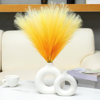 Faux Pampas Grass Decor 17.7 Inch 30pcs, Artificial Pompas Grass Bulk Artificial Dried Flower Small Vase Filler for Boho Home Wedding Decoration (Blue)