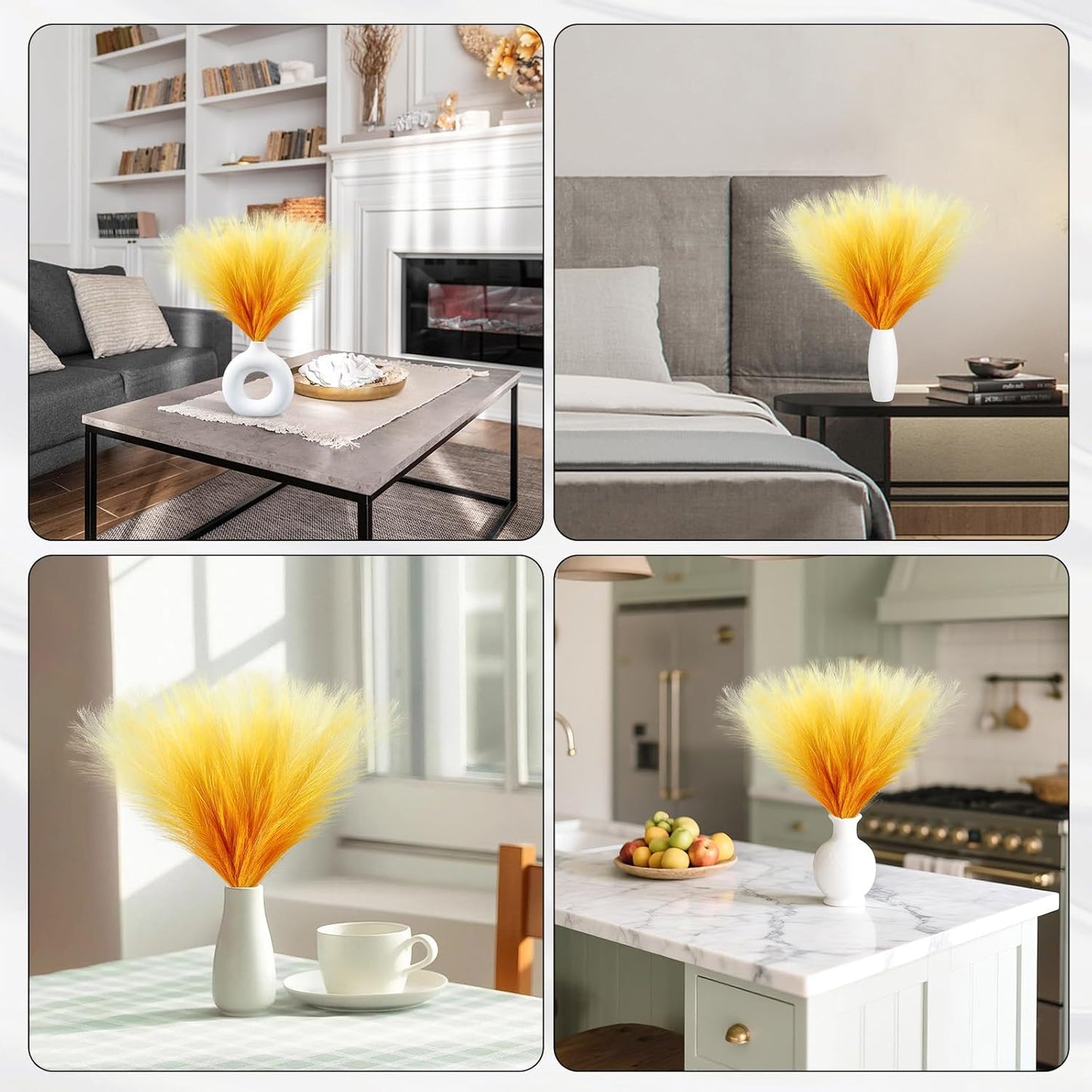 Faux Pampas Grass Decor 17.7 Inch 30pcs, Artificial Pompas Grass Bulk Artificial Dried Flower Small Vase Filler for Boho Home Wedding Decoration (Blue)